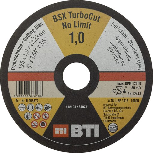 Trennscheibe TS BSX TurboCut No Limit Inox Ø 125 x 1,0 mm, Schruppscheibe