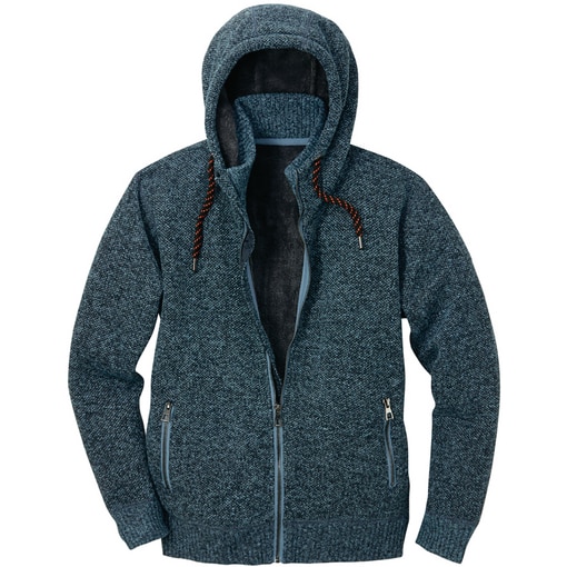 Kapuzen-Strickjacke, blau, blaumelange, vorne