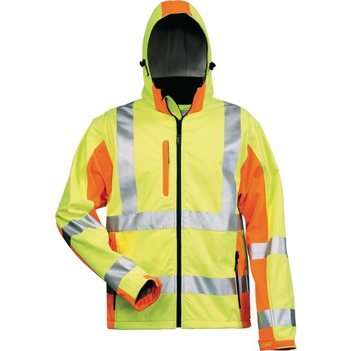 Warnschutz-Softshelljacke, gelb, Vorderansicht