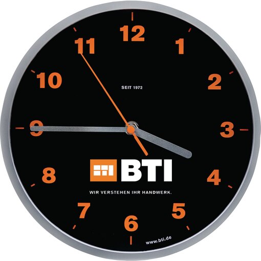 Wanduhr, Uhr, Streuartikel, Werbeartikel, 50 Jahre BTI