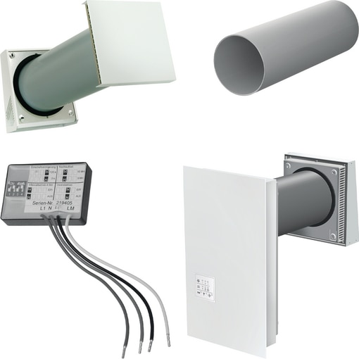 Set Lüftungsgeräte Einzelraumgerät, Laibungslüftung, Lüftungssystem