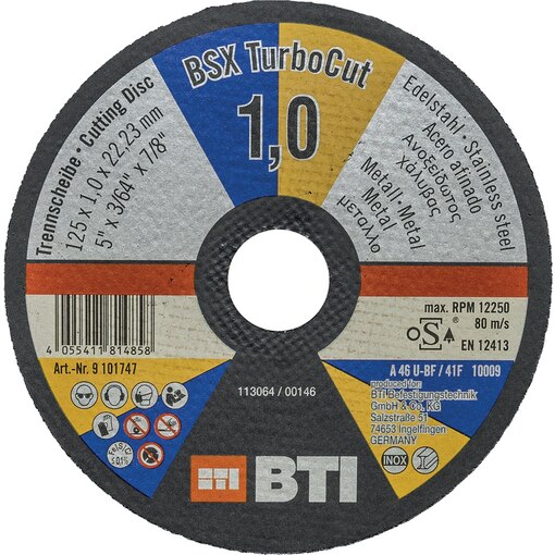 Trennscheibe BSX TurboCut Metall+Inox Ø 125 x 1,0 mm