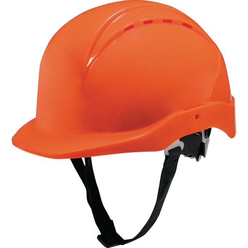 Bauschutzhelm orange, Schutzhelm, Bauhelm, Kinnriemen