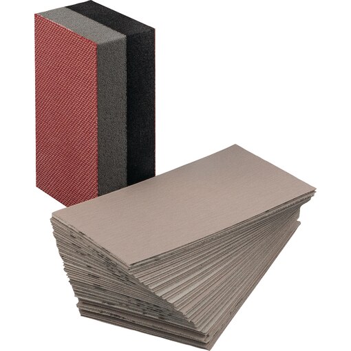 Starter-Set Schleifpapier KLS, Klettsystem, 70 x 125 FINE, Schleifmittel, Schleifen, Kletten, Schleifklotz Kombi
