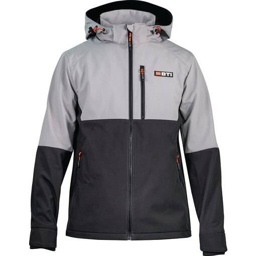 BTI Softshelljacke Herren schwarz/grau, Vorderseite, Kapuze, schwarz/anthrazit