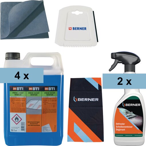Winter-Set XL Gebrauchsfertig, Freie Sicht, Cleanstar winter, Scheibenenteiser, Eiskratzer, Antibeschlagtuch