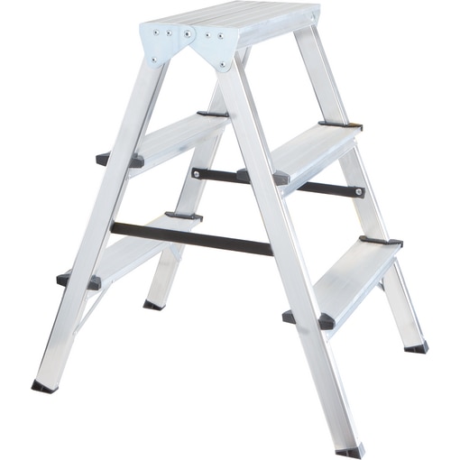 Stufen-Stehleiter, beidseitig begehbar, genietet 2 x 3