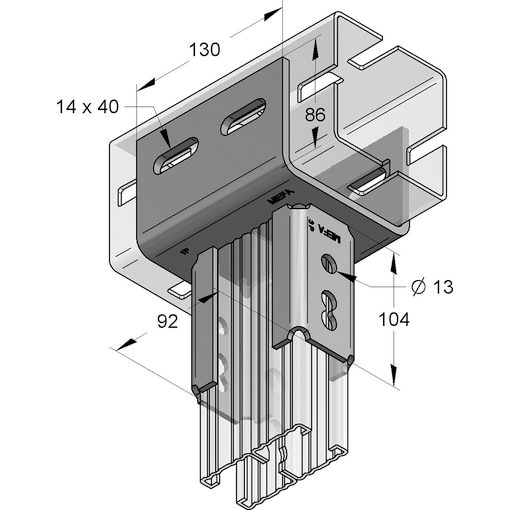 CM Adapterhalter XL 45/90 längs