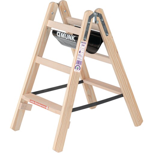 Stufen-Stehleiter Holz, beidseitig, 2 x 3 Stufen, Günzburger Steigtechnik Munk