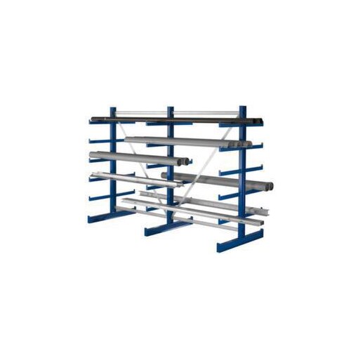 Kragarmregal, Grundfeld, HxBxT 2000x2700x1150mm, 3 Ständer, beidseitig