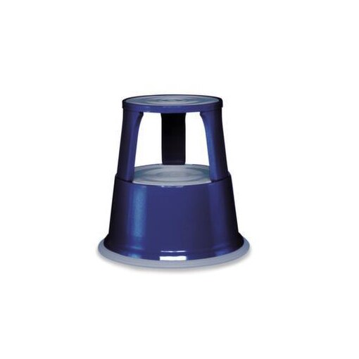 Rolltritt, Stahl, blau, Trittfläche Ø 290mm, 3 Federrollen