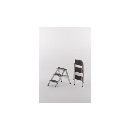 Klapptritt, Podest H 690mm, einseitig, 3 Stufen, m. Kunststoffbelag, Alu