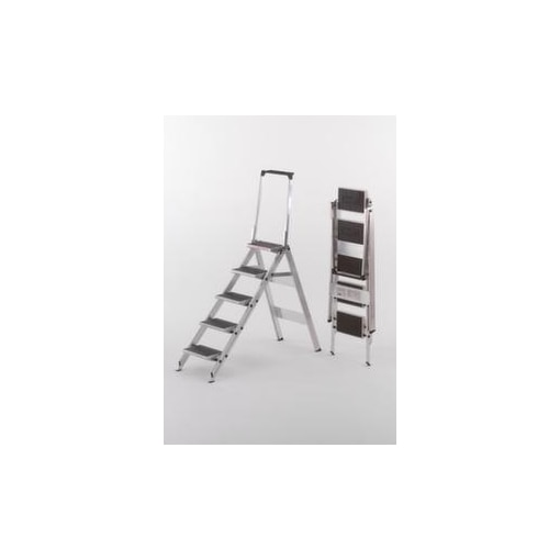 Klapptritt, Podest H 1150mm, einseitig, 5 Stufen, m. Gummibelag, Alu
