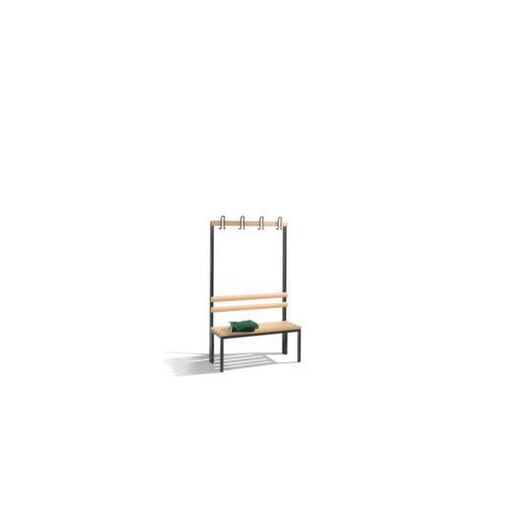 Umkleidebank, HxLxT 1710x1000x403mm, Holzleisten, Gestell schwarzgrau