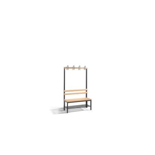 Umkleidebank, HxLxT 1710x1000x403mm, Holzleisten, Gestell schwarzgrau