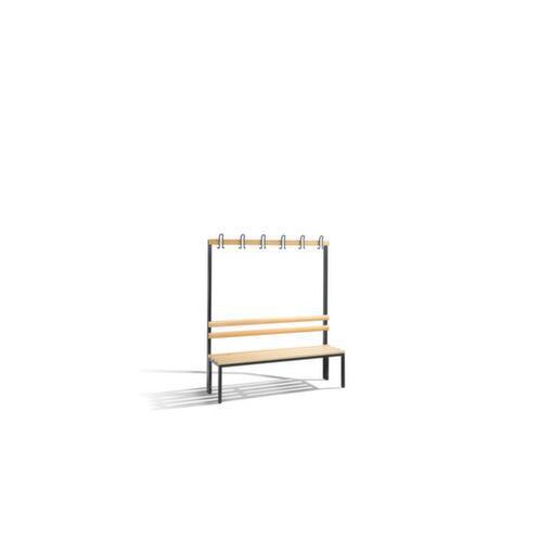 Umkleidebank, HxLxT 1710x1500x403mm, Holzleisten, Gestell schwarzgrau