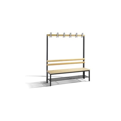 Umkleidebank, HxLxT 1710x1500x403mm, Holzleisten, Gestell schwarzgrau