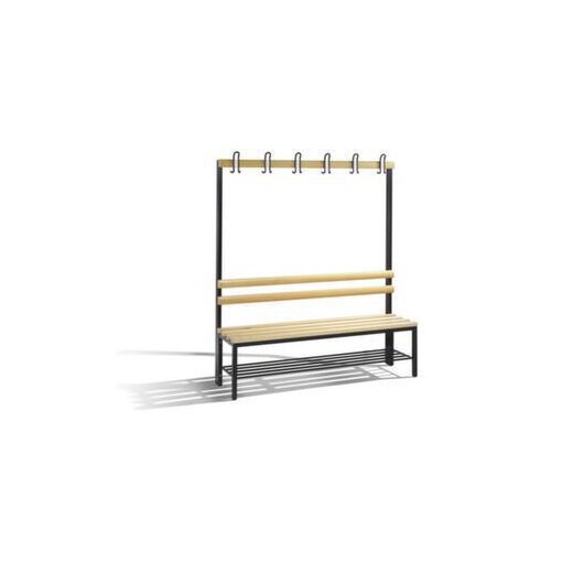 Umkleidebank, HxLxT 1710x1500x403mm, Holzleisten, Gestell schwarzgrau