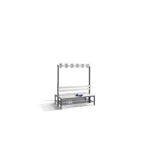 Doppelsitzbank, HxLxT 1710x1500x756mm, PVC-Leisten hellgrau