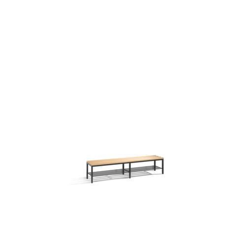 Umkleidebank, LxT 2000x403mm, Holzleisten, Gestell schwarzgrau, Schuhrost