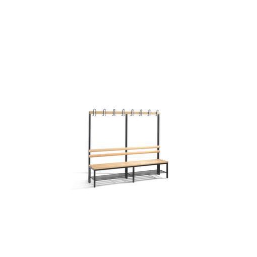 Umkleidebank, HxLxT 1710x2000x403mm, Holzleisten, Gestell schwarzgrau