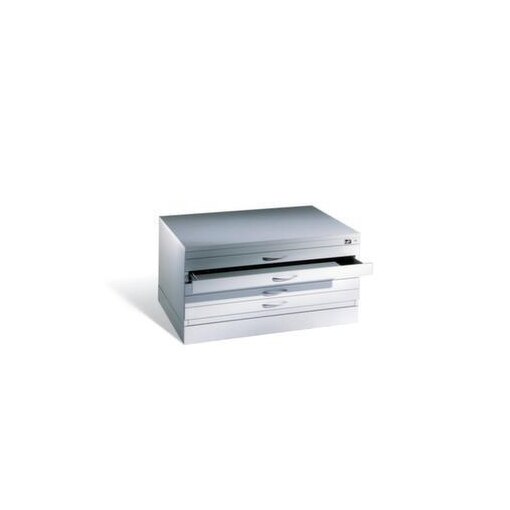 Flachablageschrank, HxBxT 420x1100x765mm, 3 Schublade(n), Korpus RAL7035