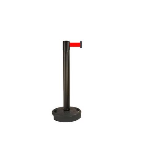 Gurtwarnständer,m. 1 Gurt(en),Pfosten Ø 83mm,L 3,7m,Gurt rot,Pfosten PVC