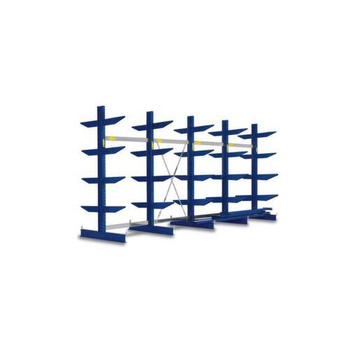 Kragarmregal, Grund+Anbau, HxBxT 1980x4305x1100mm, 5 Ständer, RAL5010