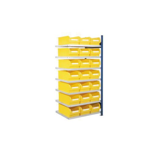 Sichtlagerkastenregal, Anbaufeld, HxBxT 2000x1006x600mm, 21 Kästen PE