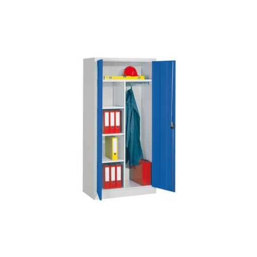 Akten-/Kleiderschrank, HxBxT 1950x1000x600mm, RAL7035, Front RAL5010