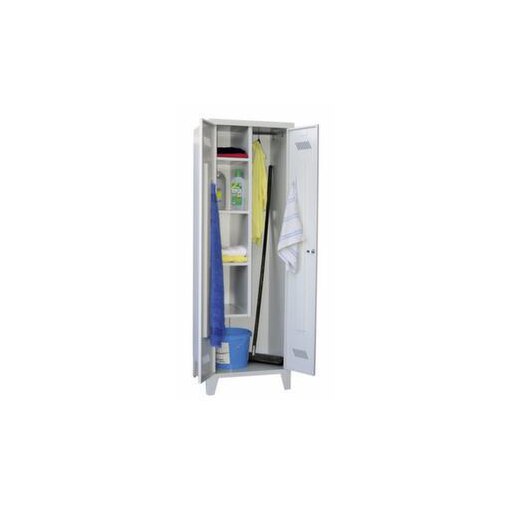 Putzmittelschrank, RAL7035, HxBxT 1850x600x500mm, links 4 Böden
