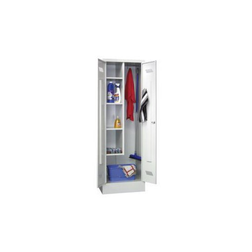 Putzmittelschrank, RAL7035, HxBxT 1850x600x500mm, links 4 Böden