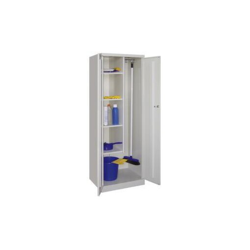 Putzmittelschrank, RAL7035, HxBxT 1800x600x500mm, links 4 Böden