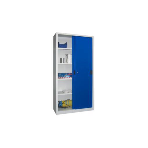 Schiebetürenschrank, HxBxT 1950x1000x500mm, RAL7035, Front RAL5010