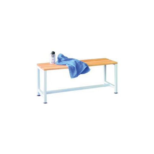 Umkleidebank, LxT 1000x370mm, Holzleisten Buche, Gestell lichtgrau