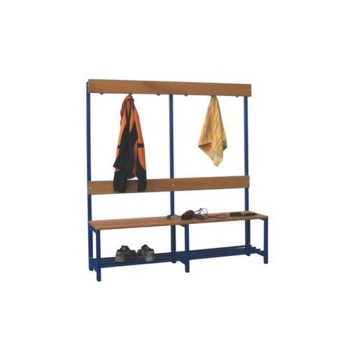 Umkleidebank, LxT 1500x400mm, Holzleisten Buche, Gestell RAL5010