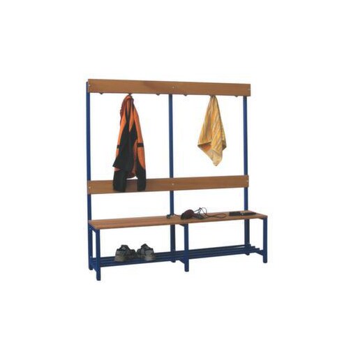 Umkleidebank, LxT 1500x400mm, Holzleisten Buche, Gestell RAL5010