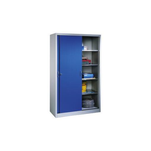 Schiebetürenschrank, HxBxT 1950x1200x400mm, Korpus RAL7035, Front RAL5010