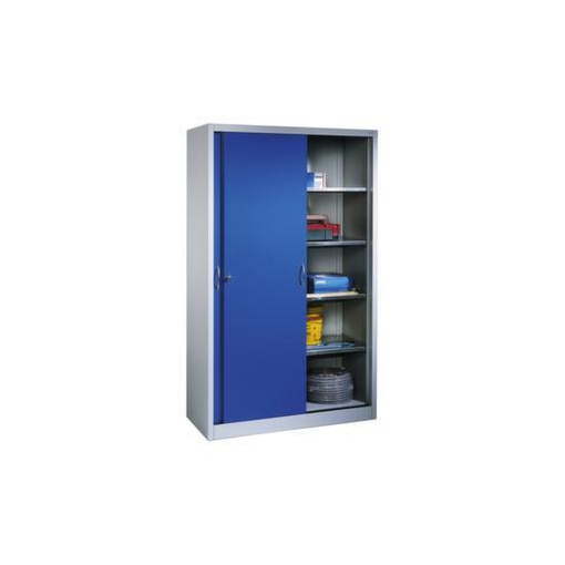 Schiebetürenschrank, HxBxT 1950x1200x400mm, Korpus RAL7035, Front RAL5010