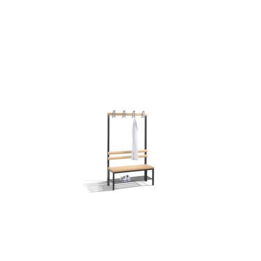 Umkleidebank, HxLxT 1650x1000x400mm, Holzleisten, Korpus RAL7035