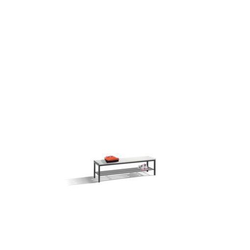 Umkleidebank, LxT 1500x400mm, Kunststoffleisten hellgrau, Korpus RAL5010