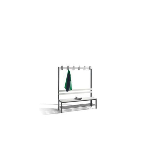 Umkleidebank, HxLxT 1650x1500x400mm, PVC-Leisten hellgrau, Korpus RAL5010