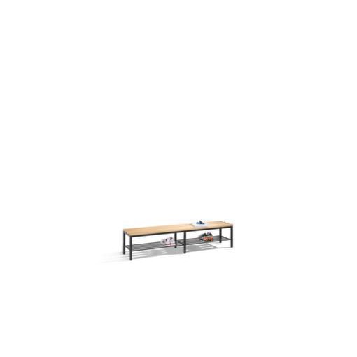 Umkleidebank,LxT 2000x400mm,Holzleisten,Gestell lackiert,Korpus RAL7035