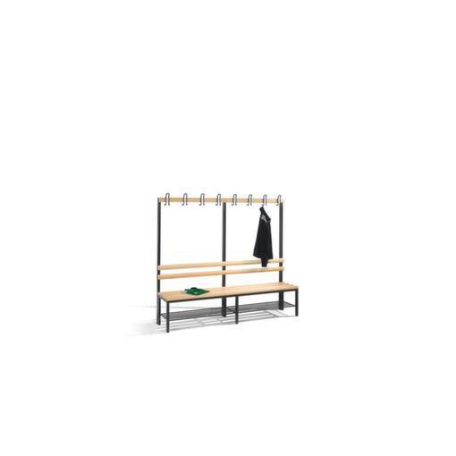 Umkleidebank, HxLxT 1650x2000x400mm, Holzleisten, Korpus RAL7035