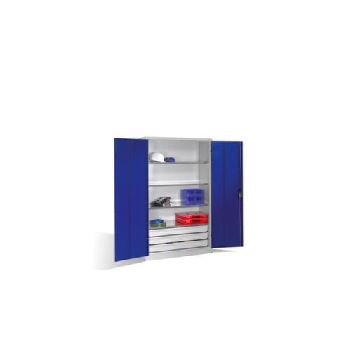 Großraum-Flügeltürenschrank, Korpus RAL7035, Front RAL5010