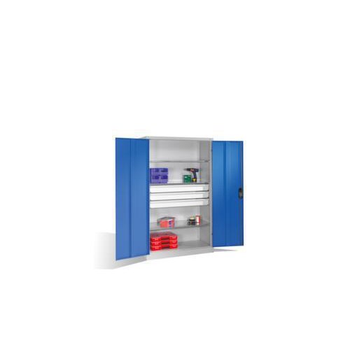 Großraum-Flügeltürenschrank, Korpus RAL7035, Front RAL5012