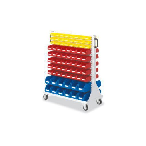 Sichtlagerkastenregal, fahrbar, Grundfeld, HxBxT 1230x1000x500mm