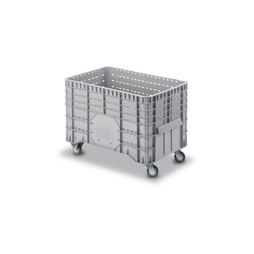 Großbehälter, HxLxB 700x640x1040mm, 300l, PE, grau, Wände durchbrochen