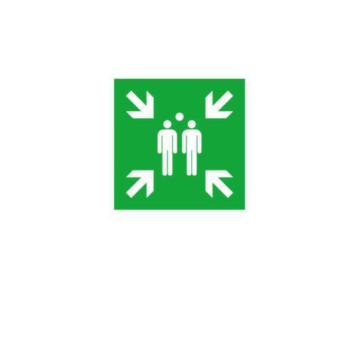 Fluchtwegschild, Sammelstelle, Wandschild, Alu, Standard, HxB 600x600mm