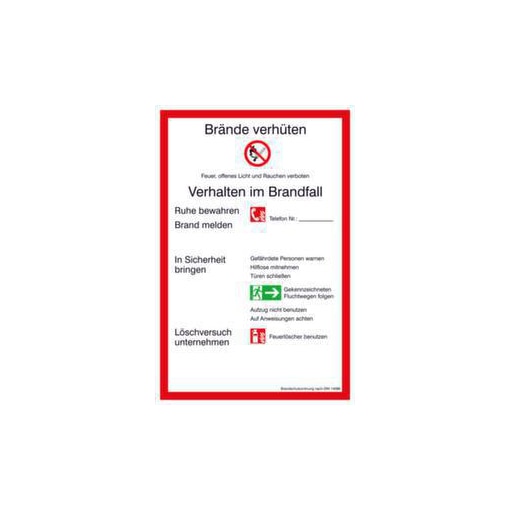 Brandschutzschild, Brandschutzverordnung Teil A, Verhalten im Brandfall